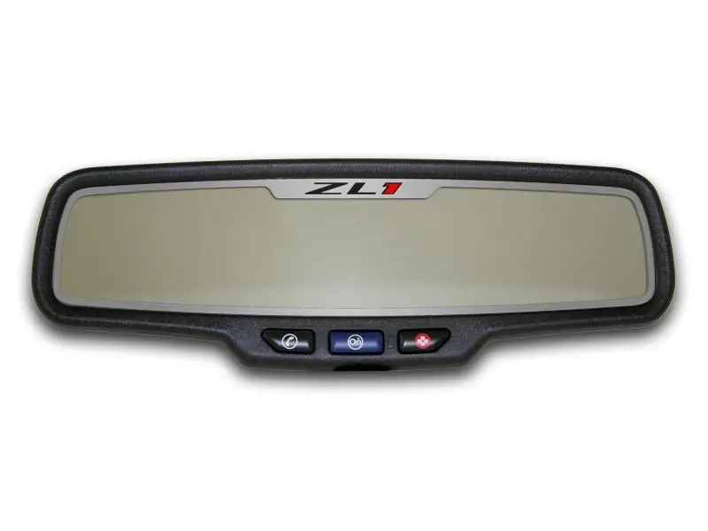 2012-2013 Camaro Rear View Mirror Trim "Zl1" | Brushed Stainless Steel Rectangle 1