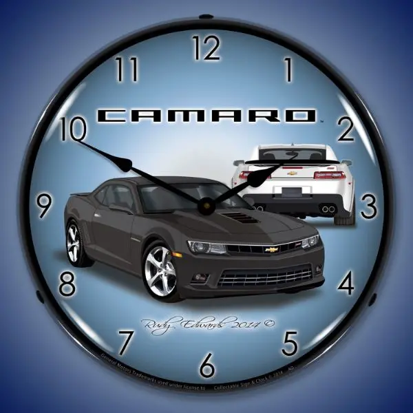 Lighted 2014 Ss Camaro 5Th Generation Ashen Grey Clock 1