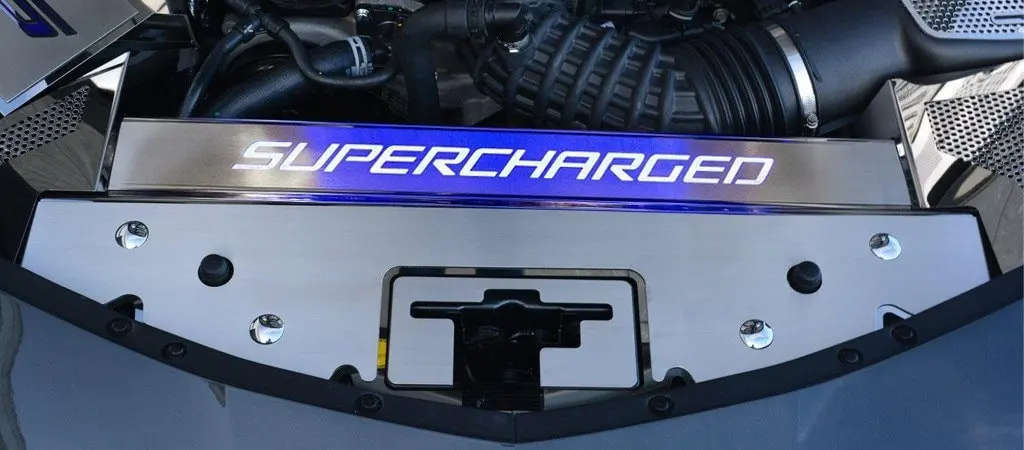 2016-2024 Gen 6 Camaro Front Header Plate Supercharged Style | Stainless Steel (Led Option) 1