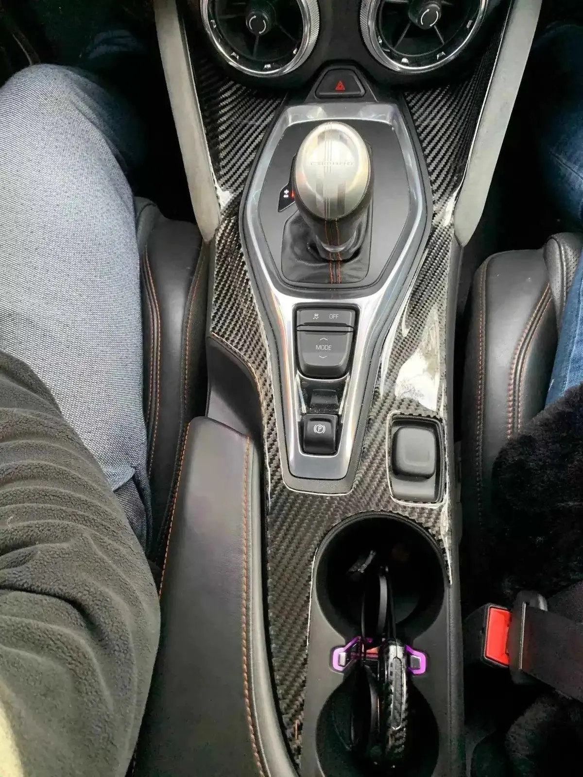 2016-2024 Camaro Real Carbon Fiber Center Console Overlay 1