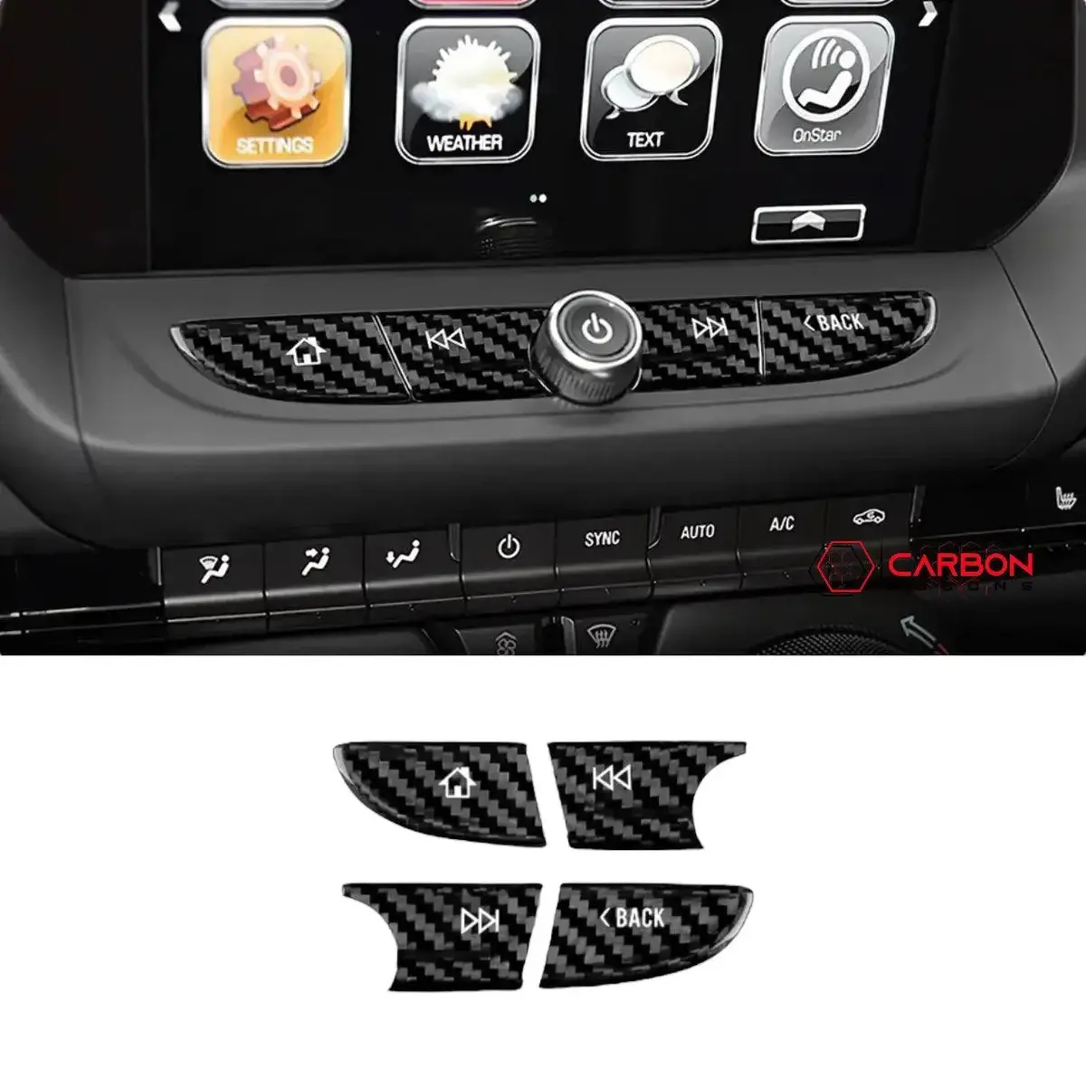2016-2024 Chevy Camaro Real Carbon Fiber Interior Radio Navigation Button Covers 1