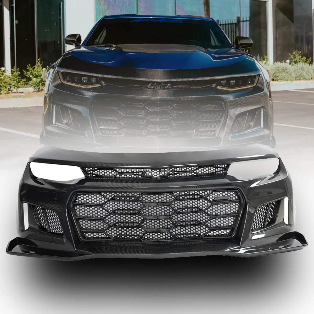 2017-2024 Chevy Camaro Zl1 Black Panther 1Pc Full Gloss Carbon Fiber Track Package Front Bumper Conversion 1