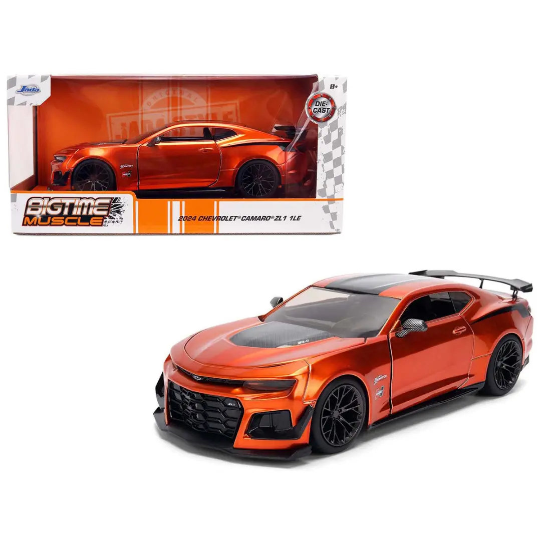 2024 Chevrolet Camaro Zl1 1Le Orange Metallic With Black Stripes "Bigtime Muscle" Series 1/24 Diecast Model Car 1