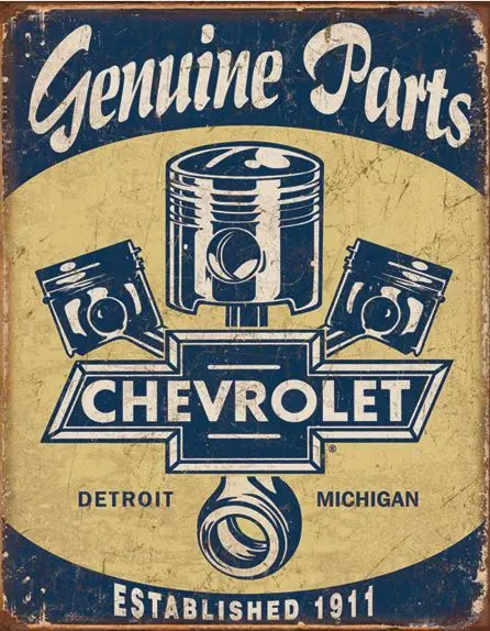 Chevrolet Genuine Parts Pistons Tin Sign - Ca 1