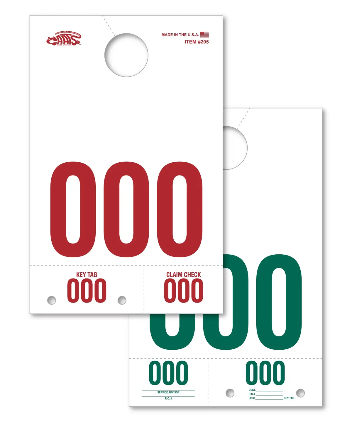 000-999 Long Service Dispatch Numbers – 5.5" × 8.5" Durable 100# White Tag Stock With 1.25" Hole Diameter – Extended Front Design For Enhanced Visibility & Easy Hanging – Perfect For Automotive Service & Workflow Management 1