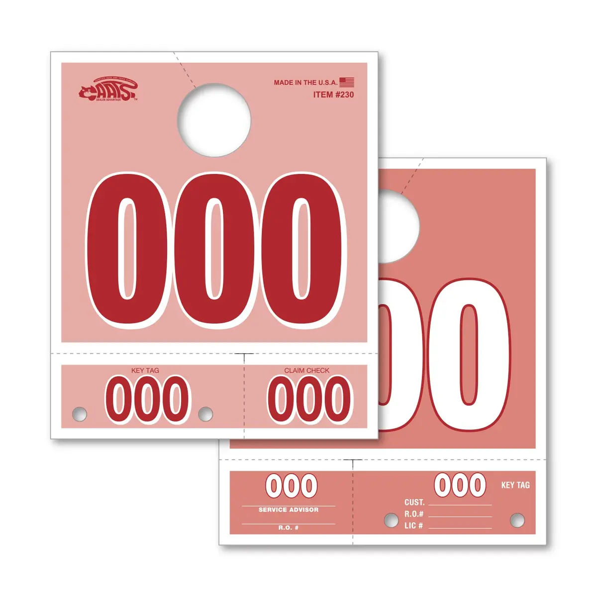 Heavy Stock Sided Padded Colored Dispatch Numbers Tags - Red Numbers On Front And Green Numbers On Back Consecutive Numbering (000-999), 5-1/2" X 6-1/2" 1