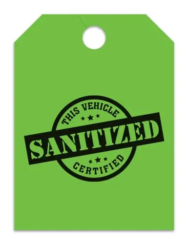 Jumbo Sanitized/Sanitized Vehicle Car Dealer Mirror Hang Tags - Large Size (8-1/2" × 11-1/2") Tags For Auto Dealership Supplies - Durable 11-Point Stock Material 1