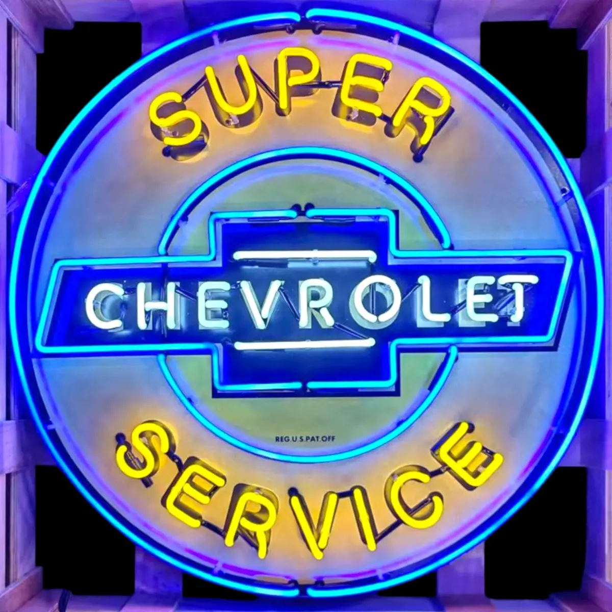 Super Chevrolet Service Neon Porcelain Enamel Sign 1