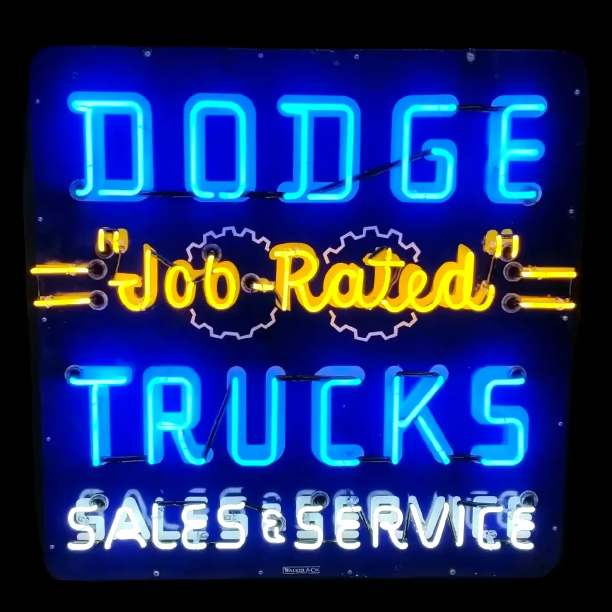 Dodge Job Rated Trucks Sales Service Neon Porcelain Dealership Sign With Steel Can 1