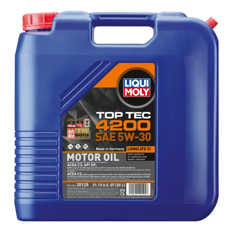 Liqui Moly 1995-2002 Chevrolet Camaro 4Th Gen 20L Top Tec 4200 New Generation Motor Oil Sae 5W30 2