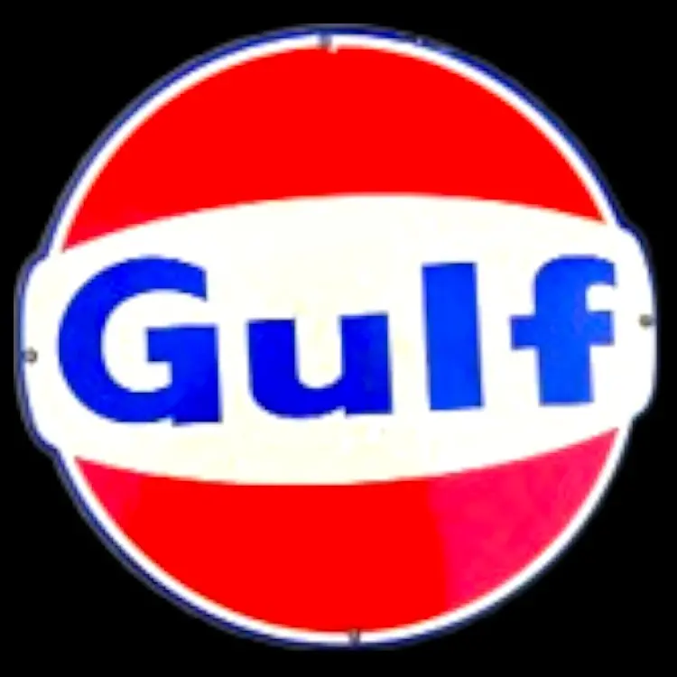 Dog Eared Gulf Racing Porcelain Enamel Dealer Sign 1