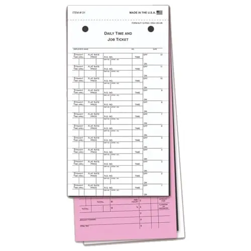 Premium Mechanic Job Time Tickets – Carbon Interleaved 3-Part Snap-Out Design – 4-1/4" X 9-3/4" Adhesive Time Cards For Auto Repair Shops & Automotive Service Departments 1