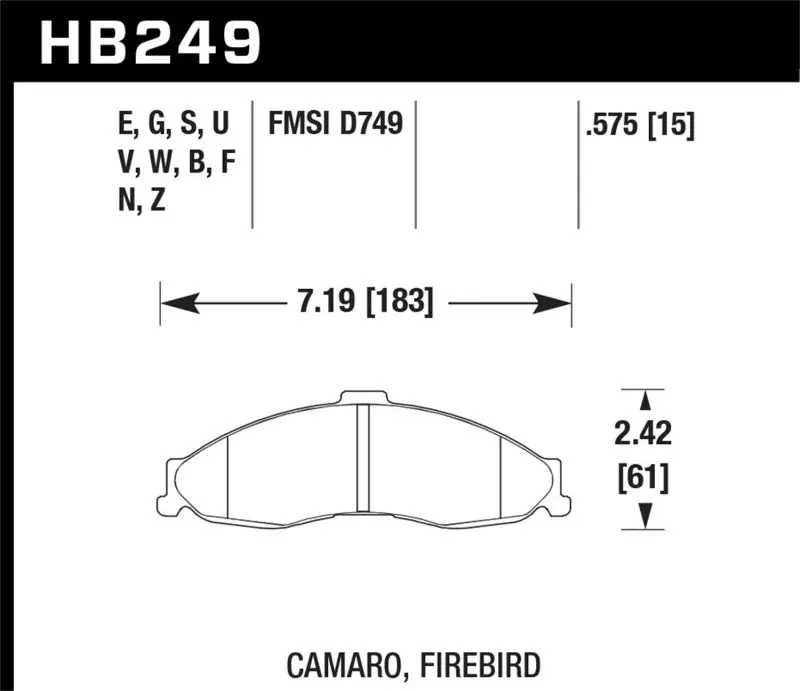 Hawk Performance 1998-2002 Chevrolet Camaro 4Th Gen Hawk Er-1 Street Front Brake Pads 1