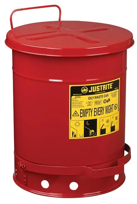 10 Gallon Oily Waste Can – Fm Approved Heavy-Duty Steel Container With Reinforced Seams & Carry Handle – Osha & Nfpa Compliant – Fire Safe Flammable Material Disposal For Industrial & Workshop Use 1