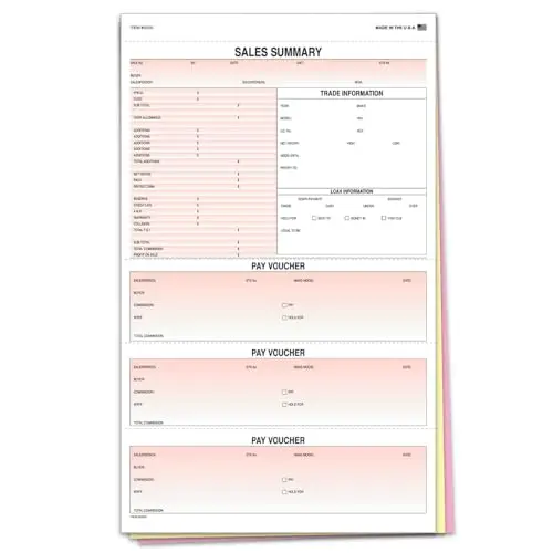 3-Part Carbonless Sales Summary Forms – Snap-Out White, Canary & Pink Duplicate Sheets – Bold Black Ink – Large 8-1/2" X 14" Sales Tracking & Invoice Forms – 100-Pack 1