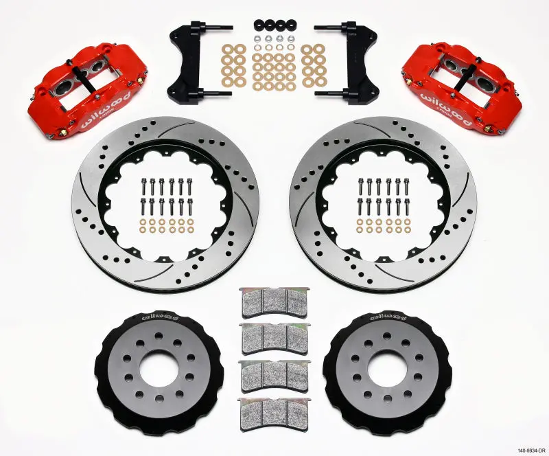 Wilwood 1993-2002 Chevrolet Camaro 4Th Gen Narrow Superlite 6R Front Hat Kit 14.00In Drilled Red 1