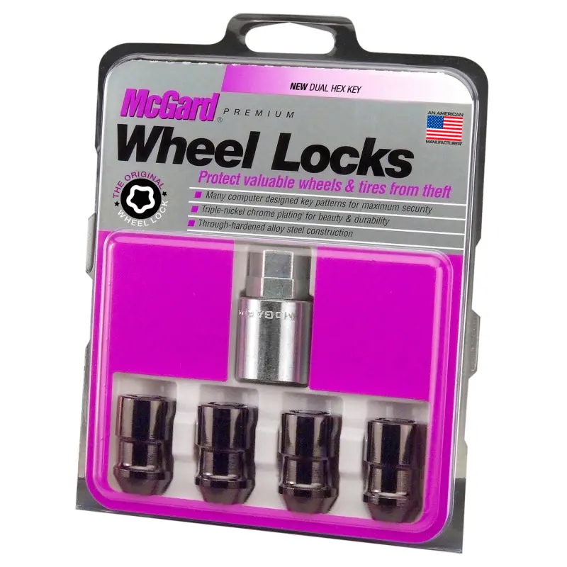Mcgard Wheel Lock Nut Set - 4Pk. (Cone Seat) M12x1.5 / 19Mm & 21Mm Dual Hex / 1.46In. Length - Black 1