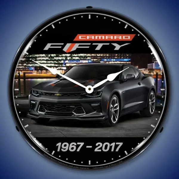 Lighted 6Th Generation 2017 Camaro 50Th Anniversary Clock 1