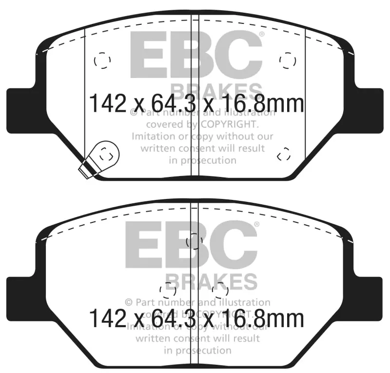 Ebc 2015-2023 Chevrolet Camaro 5Th-6Th Gen 5Th- + Equinox 1.5L Turbo (J17) Yellowstuff Front Brake Pads 1