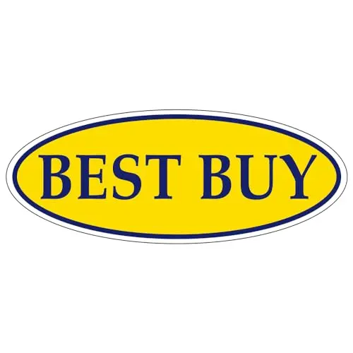 Best Buy Dark Blue On Yellow Oval Car Window Sticker For Dealerships – 14" X 5.5" Premium Weatherproof Vinyl Decals – Long-Lasting High-Visibility Auto Window Graphics For Sales & Branding 1