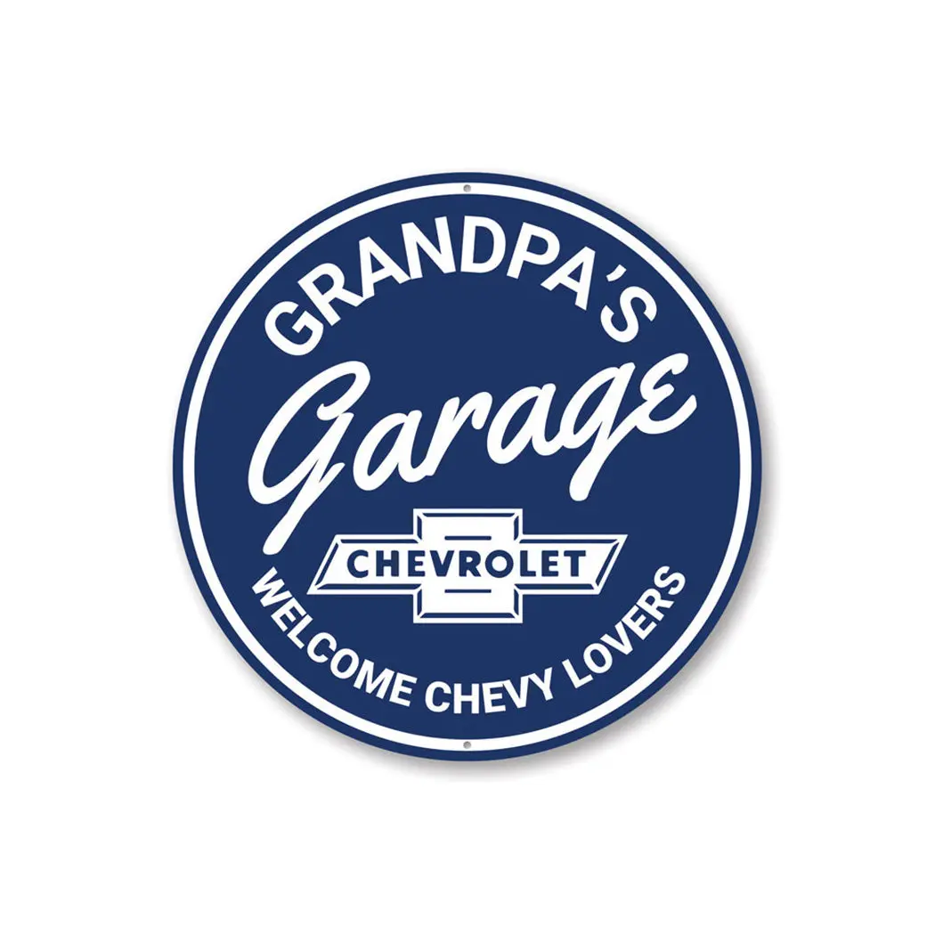 Grandpa's Garage Welcome Chevy Lovers - Aluminum Sign 1