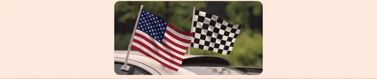 Premium Clip-On Window Flags - Standard United States Flags For Vehicles Without Antennas - Flag Size 11" X 13" With 19" Pole Length - Single-Sided Printing 9