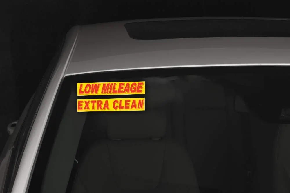 Vibrant Yellow & Red High-Visibility Slogan Stickers – Weatherproof Vinyl Decals For Car Dealership Promotions & Vehicle Advertising – 14.5" X 2.75" – Easy Application & No Residue – Automotive Sales Marketing Stickers 27