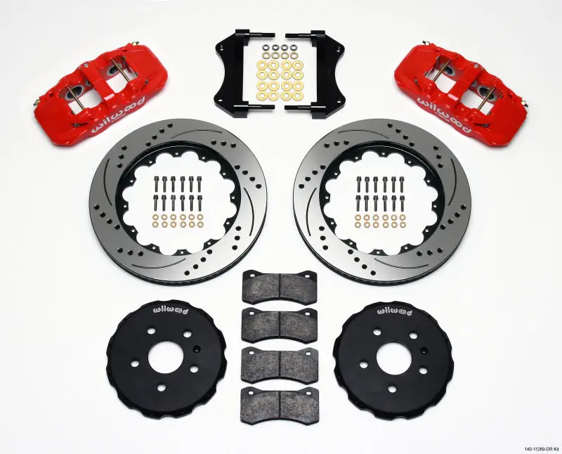 Wilwood 2010-2015 Chevrolet Camaro 5Th Gen Aero6 Front Hat Kit 14.25 Drilled Red 1