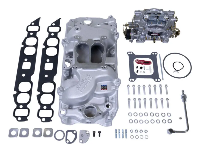 Edelbrock 1967-2015 Chevrolet Camaro 1St-5Th Gen Manifold And Carb Kit Performer Big Block Oval Port Natural Finish 1