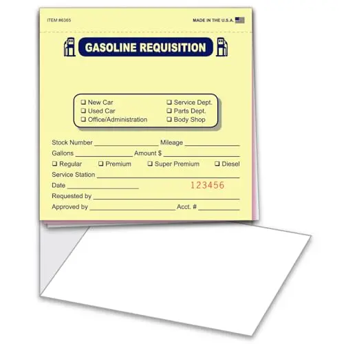Heavy-Duty Fuel Requisition Books With Wrap-Around Cover – 5.5" X 5.5" Portable 3-Part Carbonless Duplicate Forms (Yellow, Pink, White Ncr Paper) – 25 Sets Per Book 1