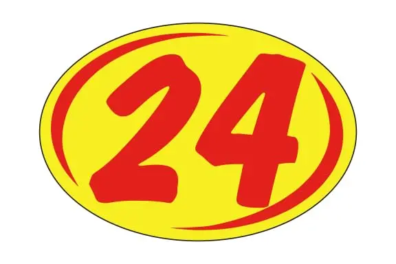 Window Stickers Vibrant Red On Yellow - Durable, Weatherproof Vinyl With Easy On/Off Adhesive, Back Slit For Effortless Installation, Includes Smaller Rounds Year Stickers 1