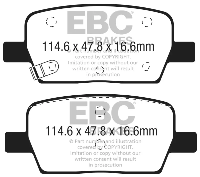 Ebc 2015-2023 Chevrolet Camaro 5Th-6Th Gen 5Th- + Ct6 2.0L Turbo Redstuff Rear Brake Pads 1