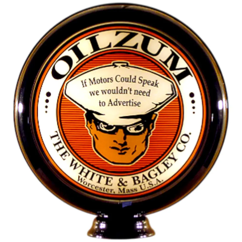 Oilzum White Bagley Co Lighted Globe Gas Pump Topper 1