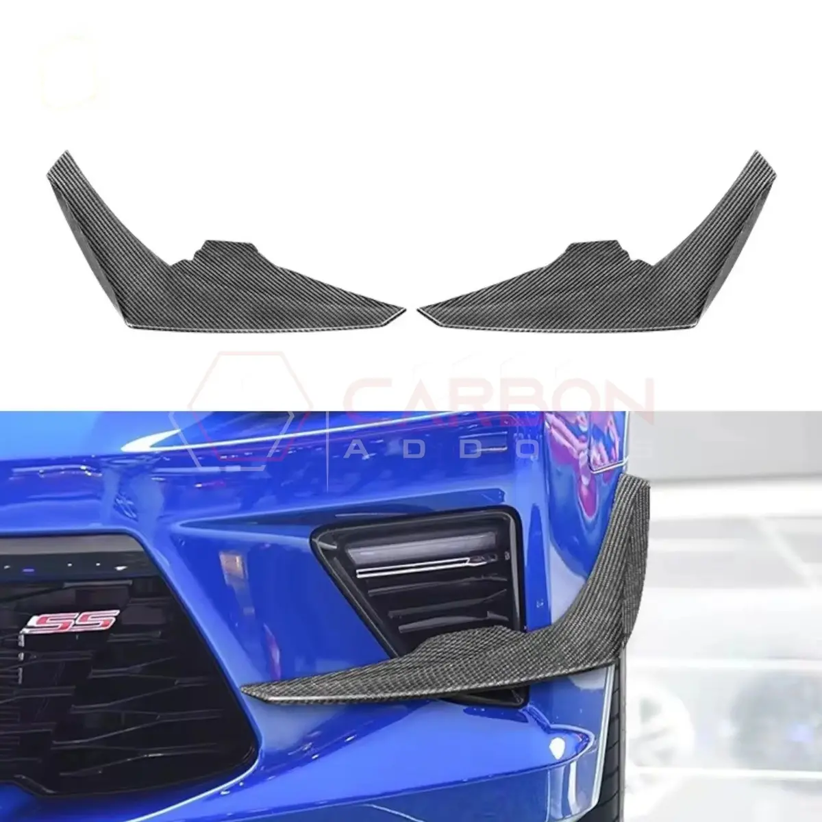 2016-2018 Camaro Ss Carbon Fiber Front Bumper Canards 1