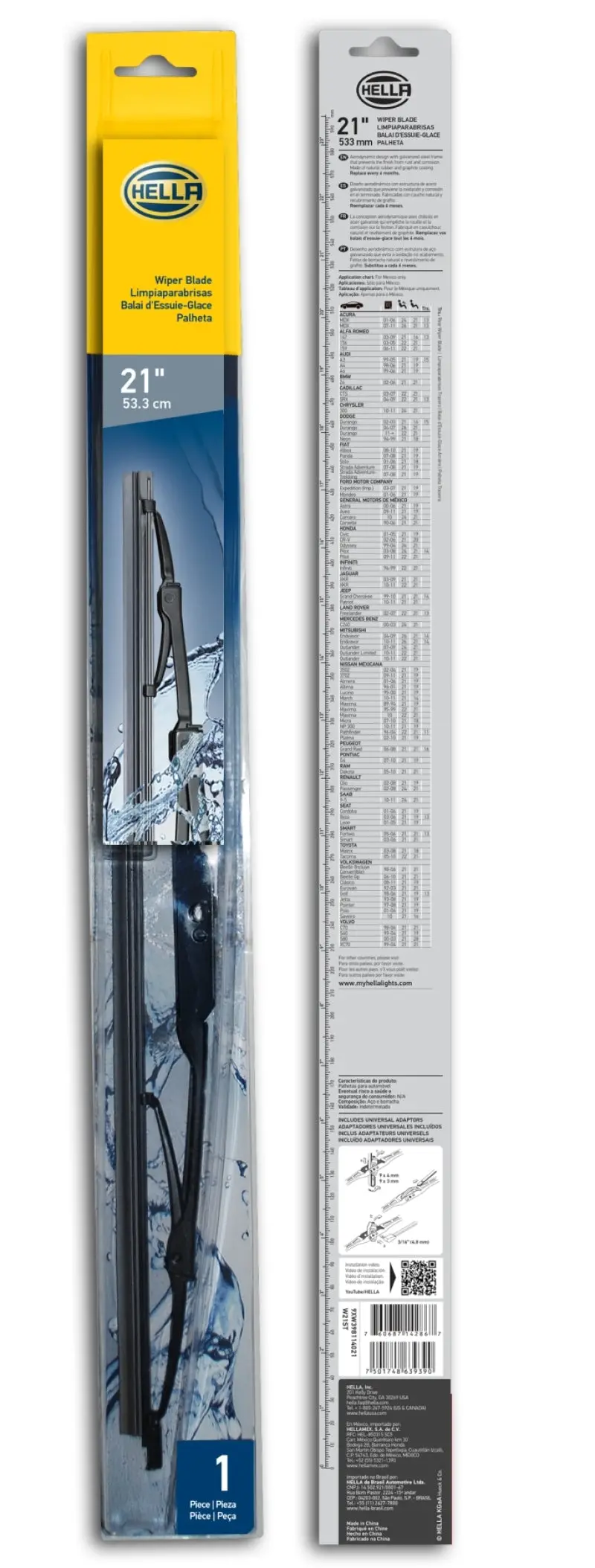Hella 2010-2014 Chevrolet Camaro 5Th Gen Standard Wiper Blade 21In Single 1