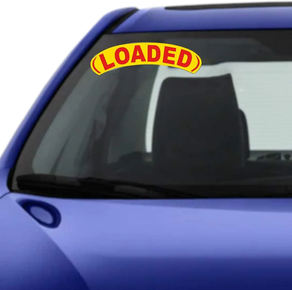 Arched Slogan Window Stickers - Red And Yellow Car Dealer Windshield Stickers - Durable, Weatherproof Vinyl With Easy On/Off Adhesive - Back Slit For Seamless Installation - 14" × 2-3/4" 11