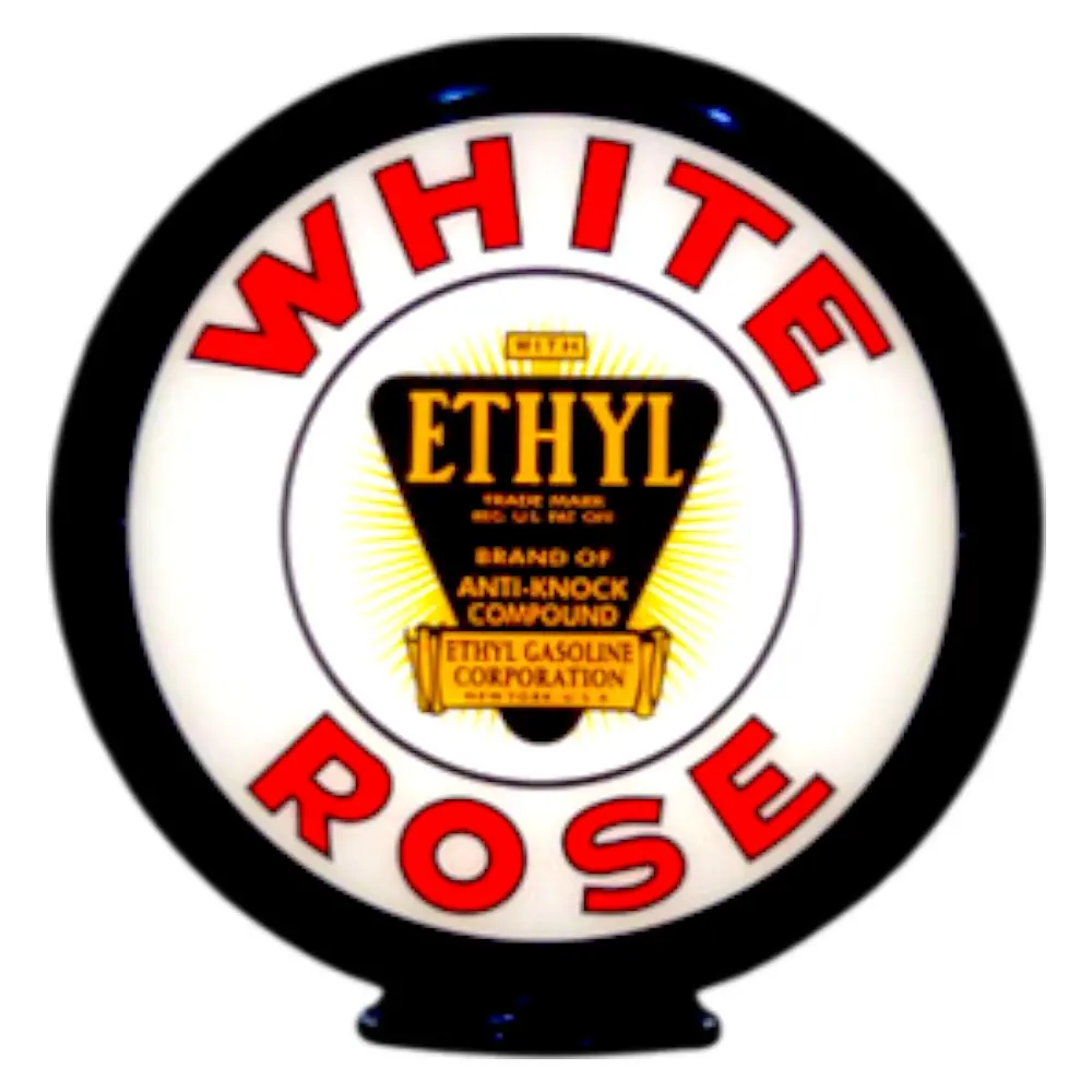 White Rose Ethyl Lighted Globe Gas Pump Topper 1