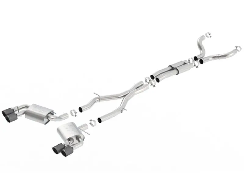 Borla 2016-2024 Chevrolet Camaro 6Th Gen 6.2L 4In Dual Cf Tips W Black Core Dual Split Exit Atak Catback Exhaust 1
