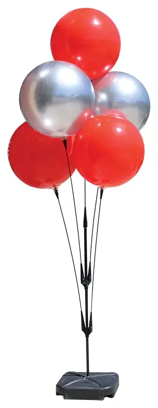 Five Balloon Ground Pole Kit With 46-1/2" Pole, 32" Stems, Adapter Cups, And Cluster Bracket - Reusable Balloon Ground Display Kits - Ideal For Outdoor Decorations And Events 1