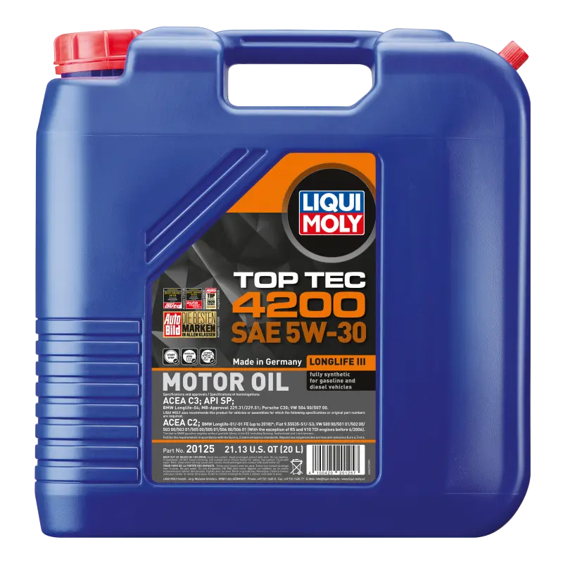 Liqui Moly 1995-2002 Chevrolet Camaro 4Th Gen 20L Top Tec 4200 New Generation Motor Oil Sae 5W30 1