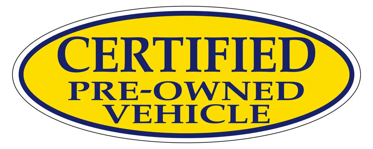 Certified Pre Owned Vehicle Dark Blue On Yellow Oval Window Sticker For Car Dealerships - 14" X 5-1/2" Premium Weatherproof Vinyl For Long-Lasting Visibility & Automotive Marketing 1