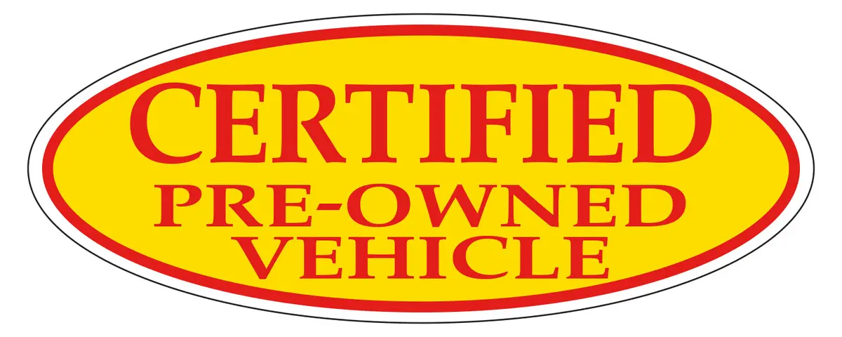 Certified Pre Owned Vehicle Car Window Vinyl Decal Sticker – Red On Yellow Oval For Car Dealerships – 14" X 5-1/2" Weatherproof Outdoor Auto Window Sign – Multi-Pack Options For Used Car Promotions & Sales 1