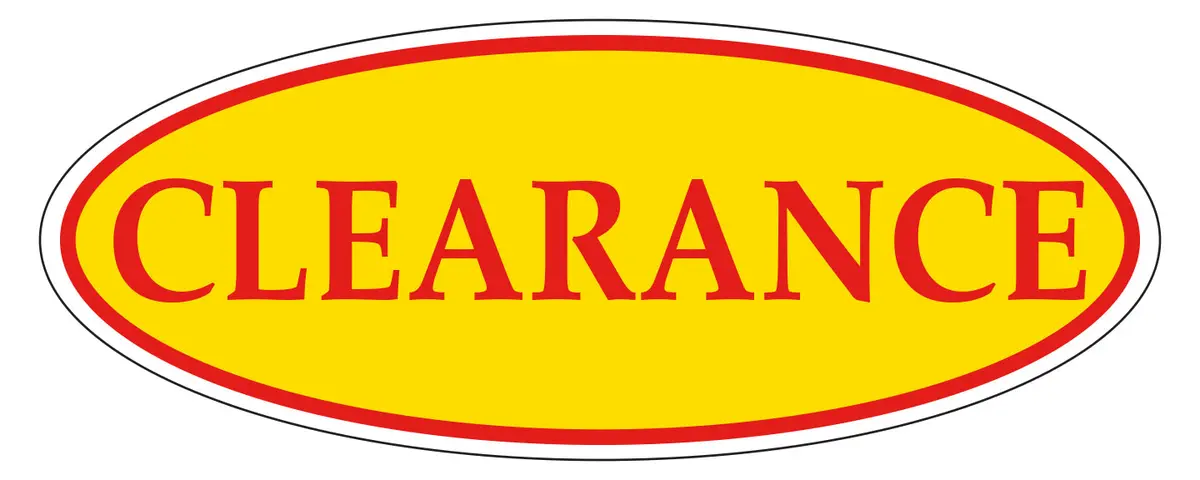 Clearance Sale Car Window Vinyl Decal Sticker – Red On Yellow Oval For Car Dealerships – 14" X 5-1/2" Weatherproof Outdoor Auto Window Sign – Multi-Pack Options For Sale Events & Vehicle Advertising 1