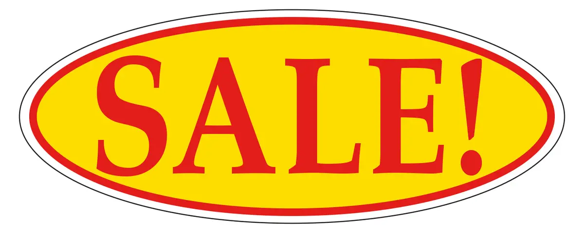 Sale Car Window Vinyl Decal Sticker – Red On Yellow Oval For Car Dealerships – 14" X 5-1/2" Weatherproof Outdoor Auto Window Sign – Bulk Multi-Pack For Promotional Sales & Vehicle Advertising 1