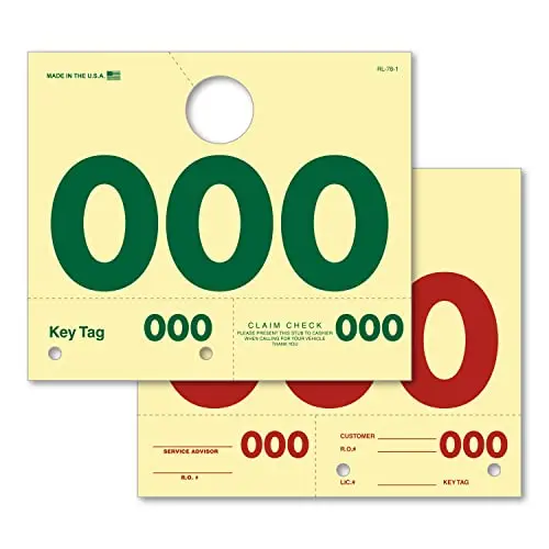 Service Dispatch Numbers 3 & 4 Digits – Car Repair Tags, Vehicle Service Management System, 3-Part Double-Sided Tags, Claim Checks & Key Tags 1