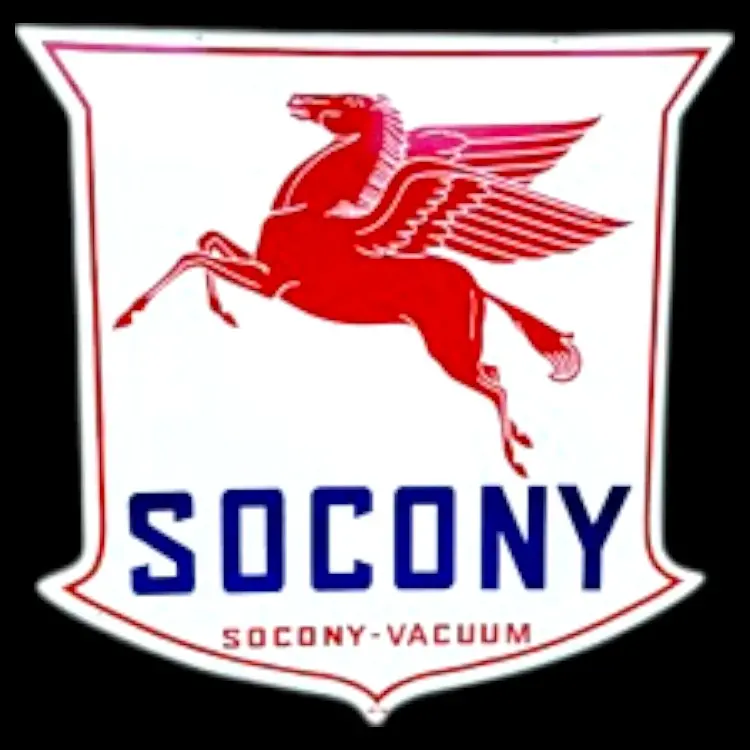 Socony Pegasus Shield Die Cut Porcelain Vintage Metal Sign 1