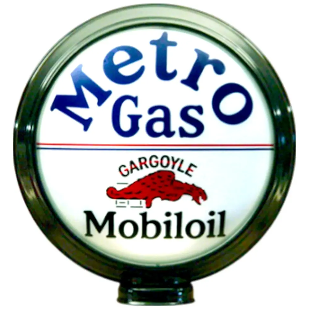 Gargoyle Mobiloil Metro Gas Lighted Globe Gas Pump Topper 1