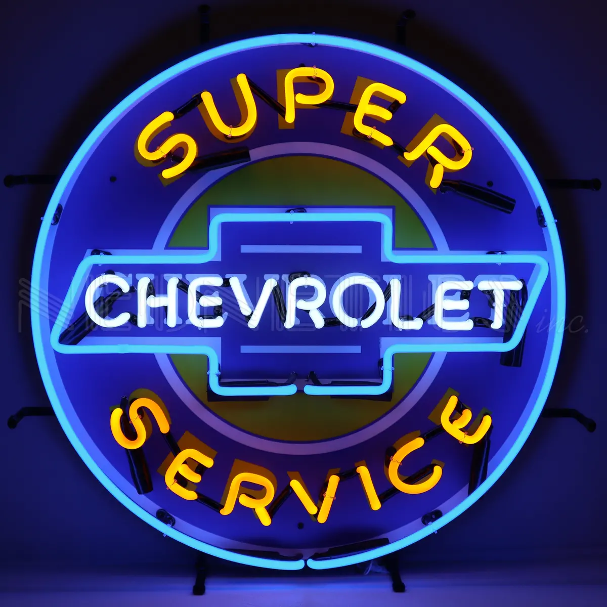 Super Chevrolet Service 24" Chevy Neon Sign With Backing 1