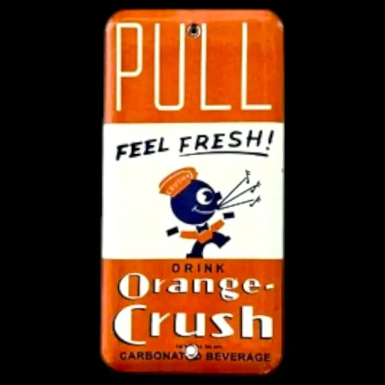 Orange Crush With Crushy Porcelain Door Panel Vertical Pull Directional Advertising Sign 1