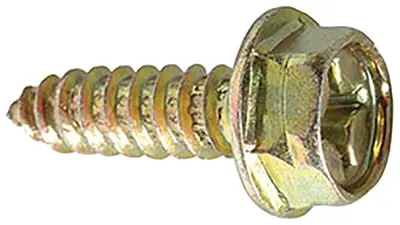 Phillips Hex Washer Head License Plate Screws - #14 × 3/4" Size - Zinc & Yellow Dicromate - Universal Fit Metal Screws For Car Dealerships 1